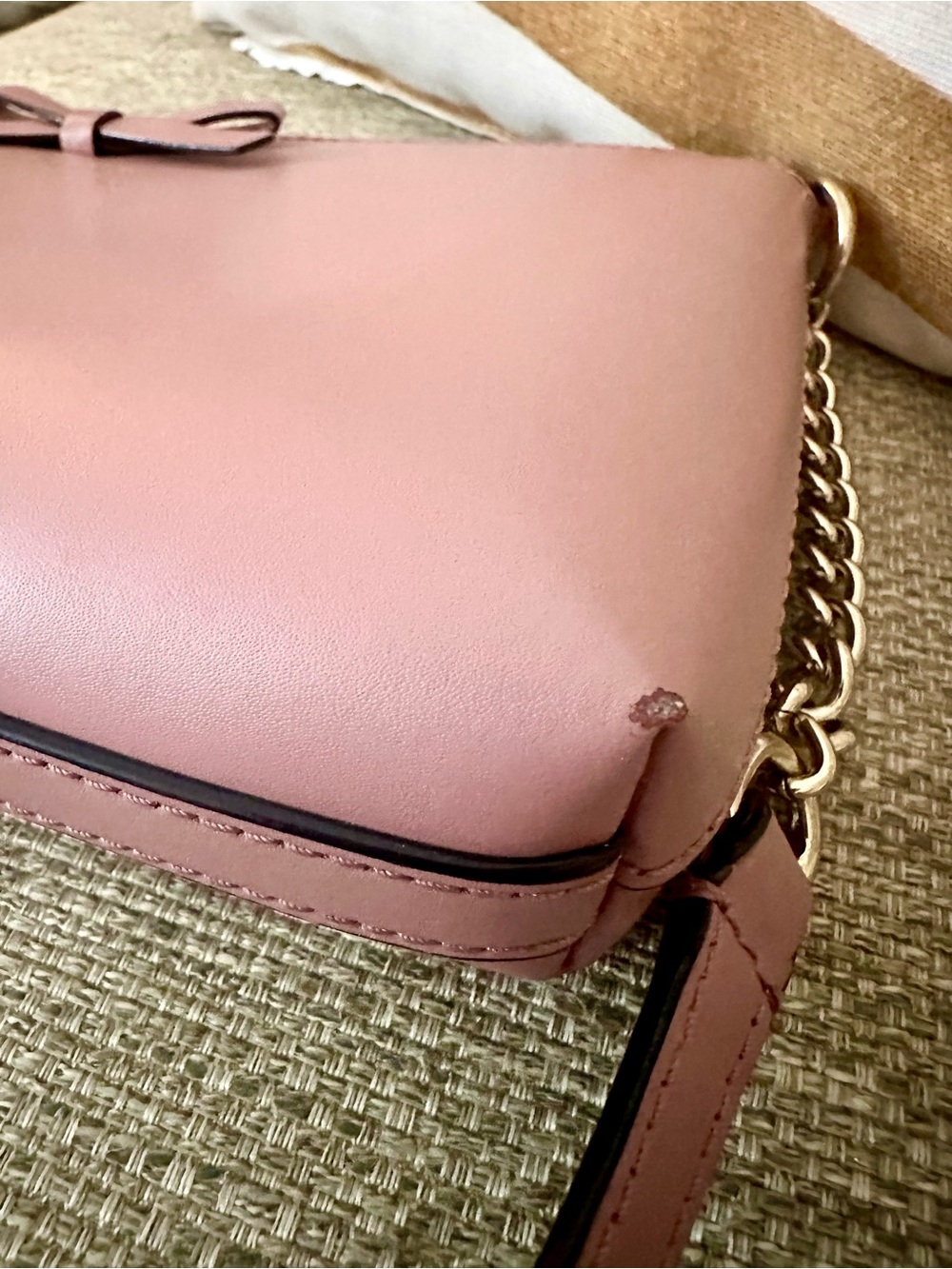 kate spade Sawyer Street Declan | Dusty Peony Leather Crossbody - Chain Strap - Picture 15 of 16